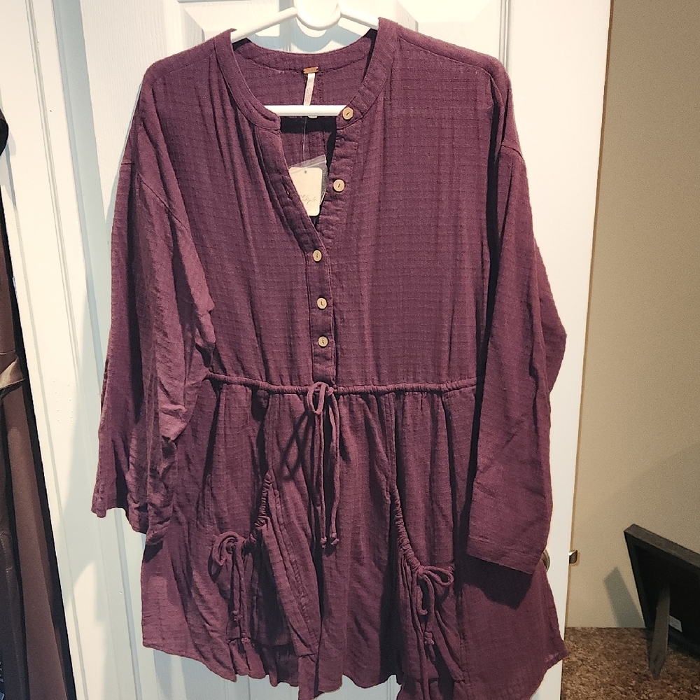 Free People Mini Dress with Button Detail